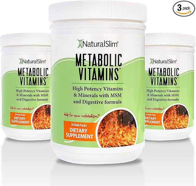 NaturalSlim Metabolic Vitamins - Combination of High Potency Multivitamins, Minerals, B Complex, Msm, & Digestive Formula Supplements for Men & Women - Energy & Metabolism Support - 3 Pack