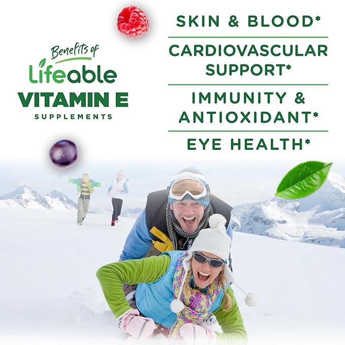 Lifeable Vitamin E Gummies | 268mg | Great Tasting Vitamin E Supplements | Skin, Eye Health and Immune Function Support | VIT E for Adults, Men, Women | 90 Gummies