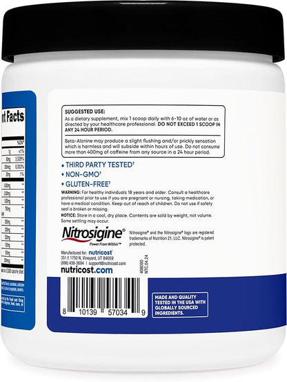 Nutricost Pre-Workout Complex Powder (30 Servings, Blue Raspberry) - Pre-Workout Supplement with Beta-Alanine, Taurine & Amino Acids