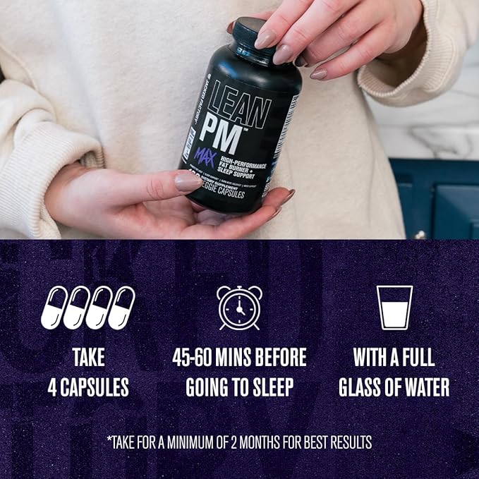 Jacked Factory Lean PM Max - High-Performance Weight Loss, Sleep Support, Fat Burner, & Appetite Suppressant for Men and Women w/Melatonin, Magnesium, Carnipure, & Ashwagandha - 120 Diet Pills