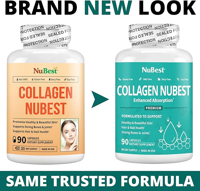 NuBest Collagen Collagen Peptides - Collagen Pills for Adults for Hair Growth, Strong Nails, Skin Health - Premium Collagen for Hair, Vitamin for Nails - 1500 mg Collagen Per Serving - 3 Pack