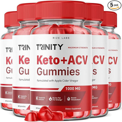 Trinity Keto+ACV Gummies for Advanced Weight Loss, All Natural Apple Cider Vinegar Supplement, 500 mg (300 Gummies)
