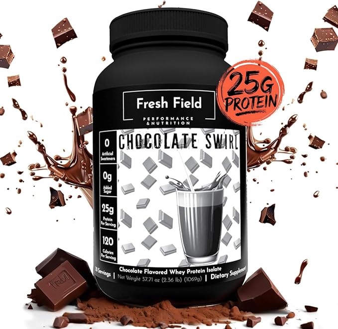 Chocolate Protein Powder - All Natural Whey Protein Powder - Gluten Free Protein Isolate (25 gm) - Soy & Sugar Free Isolate Whey Protein - 30 Servings with One Scoop Size