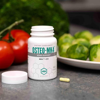 NBI Osteo-MK4 Bone Support | Vitamin D & K Complex | 45mg Vitamin K2 (MK4) for Strong Bone Health & Function | 60ct Veggie Capsules