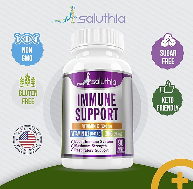 Immune Support Vitamins - Powerful Blend of Vitamin C (1.000 mg), Vitamin D3, Zinc, Elderberries, Colostrum, Echinacea -Immunity Booster and Respiratory Support