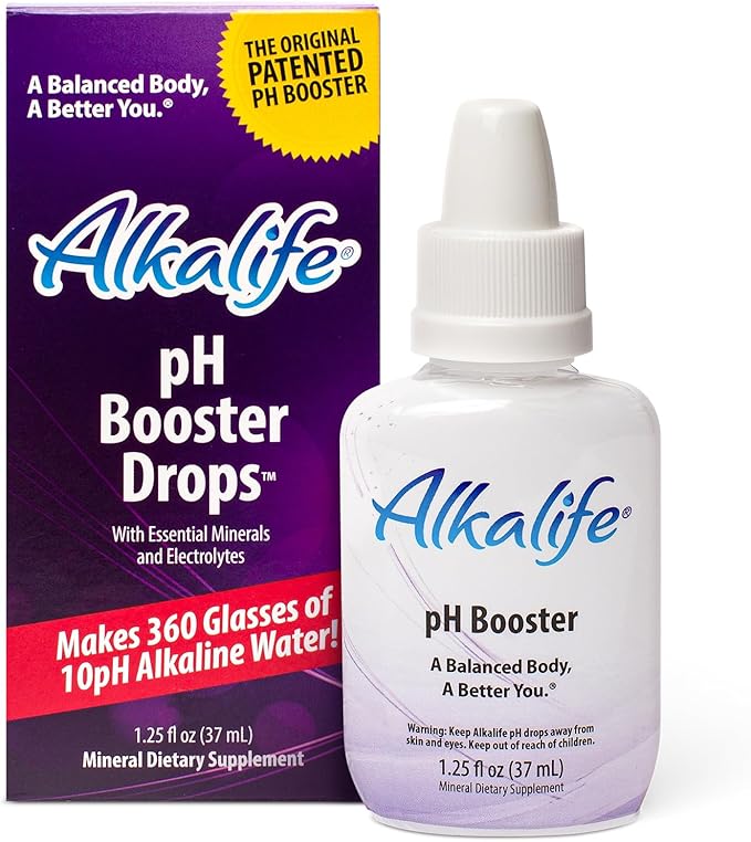 Alkalife pH Booster Drops | The First Patented Alkaline Water Booster to Neutralize Acid & Balance pH for Immune Support, Peak Performance, Detox, Overall Wellness – 1.25oz