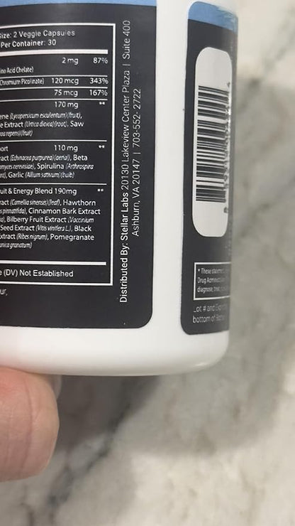 Stellar Labs Men's Low FODMAP Vegan Daily Multivitamin, No Iron | Easy On Sensitive Stomachs, Easy to Swallow Vitamins | Immune Support, Antioxidant Energy Blend, Male Support | IBS Friendly Capsules