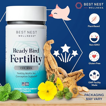 Best Nest Wellness Men's Fertility - Multivitamin Supplement for Men with Methylated Vitamins - Nutritional Supplement with Nutrients & Antioxidants - Supplement with Magnesium & Zinc - 30 Tablets