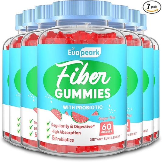 Fiber Gummies for Adults, Fiber Gummies for Women & Men, Fiber Gummies for Regularity, Digestion & Gut Health, 5 Prebiotics Complex, Inulin, Fos, Chicory Root - Fiber 5g, Sugar Free, 7 Packs