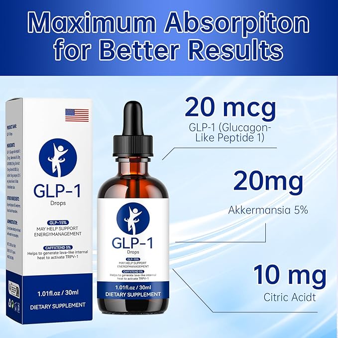 GLP-1 Drops, GLP-1 Supplement Drops for Men and Women ((2 Pack, 2.02 Fl Oz))