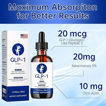 GLP-1 Drops, GLP-1 Supplement Drops for Men and Women ((2 Pack, 2.02 Fl Oz))