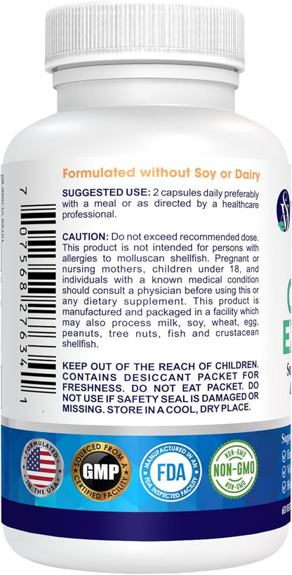 Oyster Extract - Pure, Highly Concentrated Supplement for Men & Women – Supports Energy & Immune Boost; Zinc, Taurine, Amino Acids, and Vitamins, 500 mg, 60 Veg Capsules, Made in USA