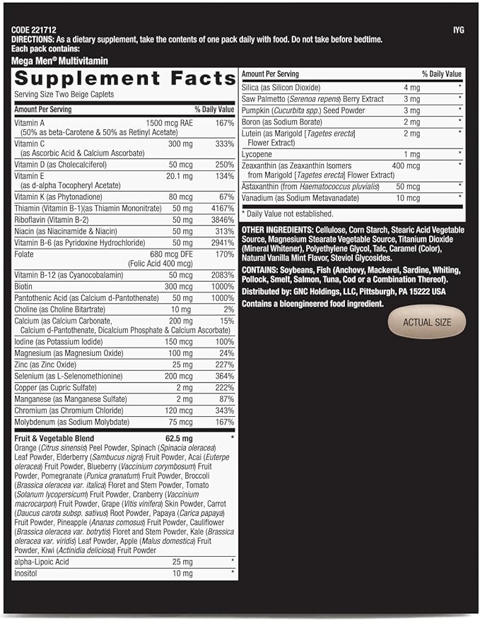 GNC Mega Men Focus & Cognition Vitapak Program | 30 Servings
