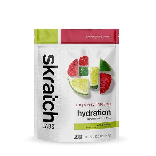 Skratch Labs Hydration Powder | Sport Drink Mix | Electrolytes Powder for Exercise, Endurance, and Performance | Raspberry Limeade with Caffeine | 20 Servings | Non-GMO, Vegan, Kosher