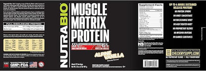 NutraBio Muscle Matrix Protein Powder - 25g of Protein Per Scoop - Whey Isolate and Micellar Casein Combo for Fast and Slow Release - Vanilla - 2 Pounds, 28 Servings
