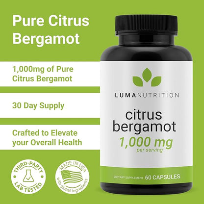 Luma Nutrition Citrus Bergamot 1000mg - Citrus Bergamot Supplement - Made in The USA - Veteran Owned - 60 Capsules