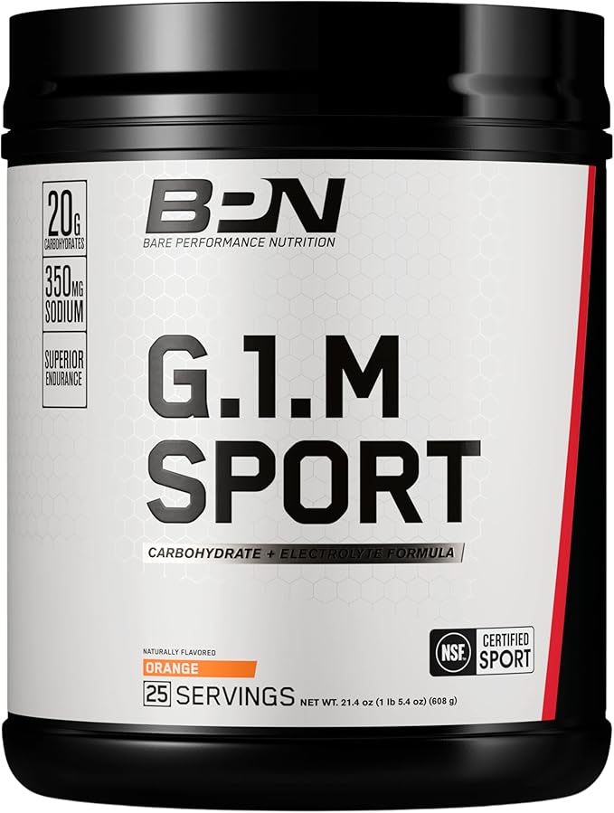 BARE PERFORMANCE NUTRITION G.1.M Sport Endurance Formula, Electrolyte Formula, Cluster Dextrin, Superior Carbohydrate Source (Orange)