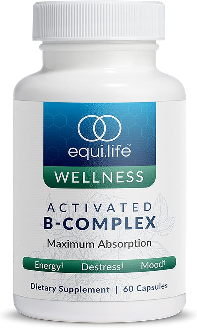 Equilife - Activated B-Complex, Super B-Complex Dietary Supplement, Mood & Energy Support, Formulated for Increased Absorption, Promotes Hair, Skin, & Nail Health, Non-GMO, Vegan (60 Veggie Caps)
