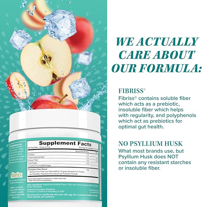 Prebiotic Fiber Powder Supplement | Healthy Gut Cleanse Detox for Women and Digestive Health Regularity, Satiety & Bloating Relief for Women | Colon Cleanser & Detox Powder Apple Flavored, 30 Servings