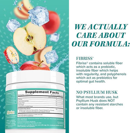 Prebiotic Fiber Powder Supplement | Healthy Gut Cleanse Detox for Women and Digestive Health Regularity, Satiety & Bloating Relief for Women | Colon Cleanser & Detox Powder Apple Flavored, 30 Servings