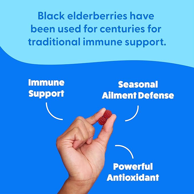 Feel Great Immunity Support Gummies with Elderberry, Zinc and Vitamin C | Sambucus Nigra Supplement | 60 Gummies