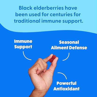 Feel Great Immunity Support Gummies with Elderberry, Zinc and Vitamin C | Sambucus Nigra Supplement | 60 Gummies