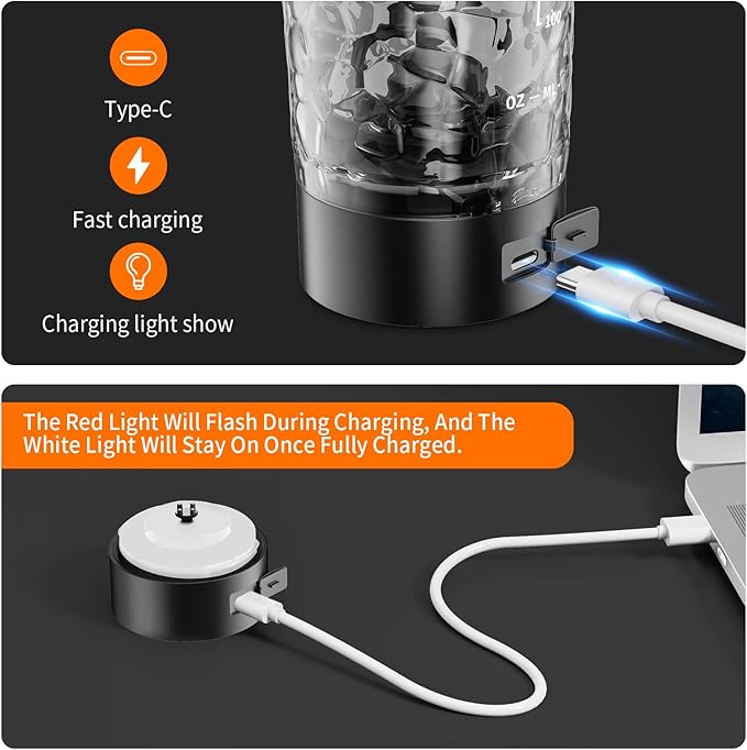 Premium Electric Protein Shaker Bottle, 24 oz Lockable Blender Shaker Bottles, Made with Tritan, BPA Free, USB Rechargeable Mixer Blender Cup for Protein Shakes, Black