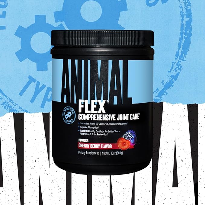 Animal Flex Powder - Joint Support Supplement for Pain Relief, Repair and Restore Muscles with Turmeric, Glucosamine, Chondroitin, MSM, Collagen and Boswellia, Great Tasting Cherry Flavor, 30 Scoops