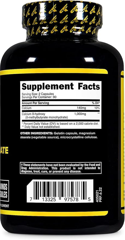 Primaforce HMB (Beta-Hydroxy Beta-Methylbutyrate) 1000mg, 180 Capsules (500mg Per Capsule) - Gluten Free and Non-GMO Supplement
