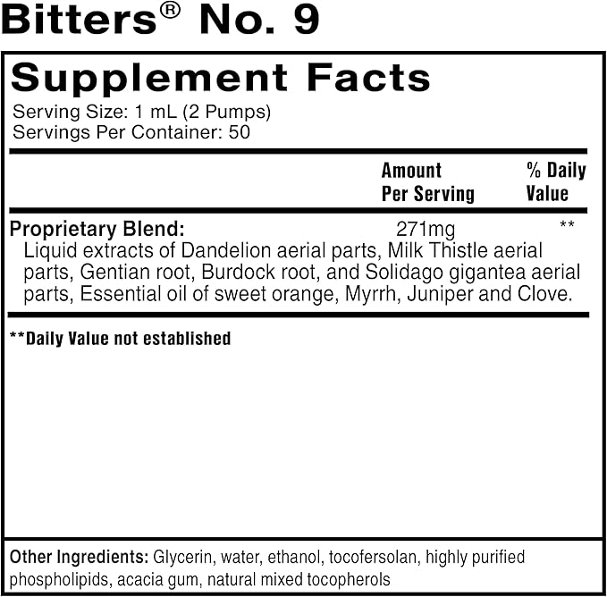 Quicksilver Scientific Dr. Shade's Bitters No. 9 - Bitters for Digestion - Fast Acting Liposomal Digestive Bitters with Milk Thistle, Burdock Root & Juniper Essential Oil - Digestive Support (50ml)