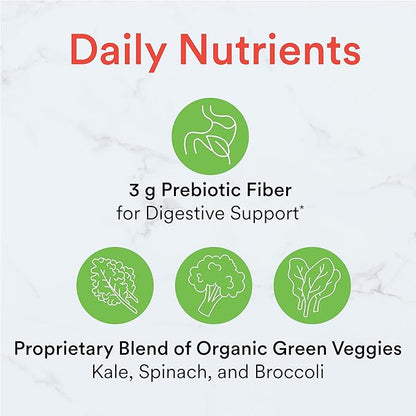 SmartyPants Kids Fiber & Veggies: Prebiotic Fiber Gummies for Kids, Fiber Supplement with Inulin, Organic Green Veggie Blend, Vegan, Gluten Free, Mixed Berry Flavor, 60 Count (30 Day Supply)