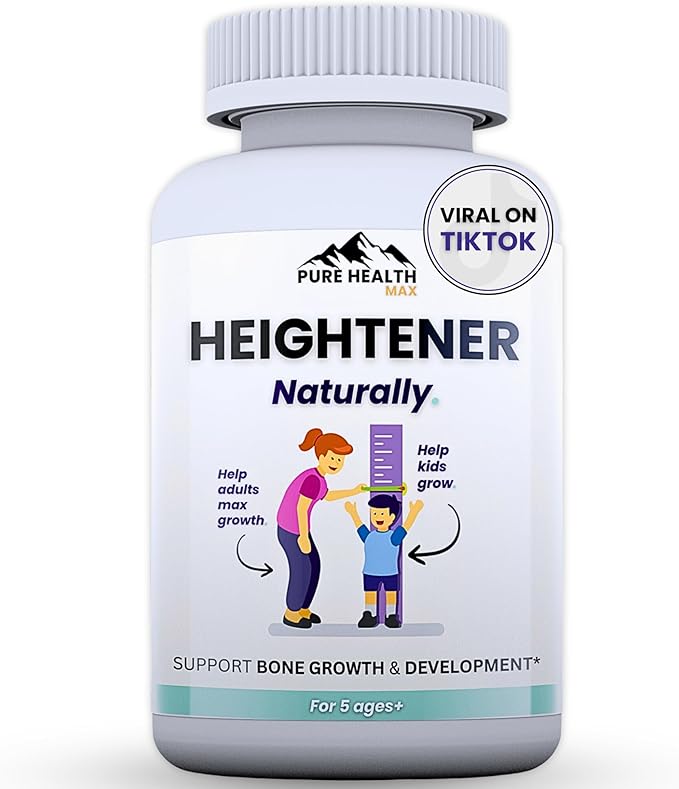 Heightener - Natural Height Growth Supplement for Kids, Teens and Adults to Increase Bone Strength and Grow Taller | Height Maximizer Pills with L-Arginine, Calcium & Zinc | 60 Capsules