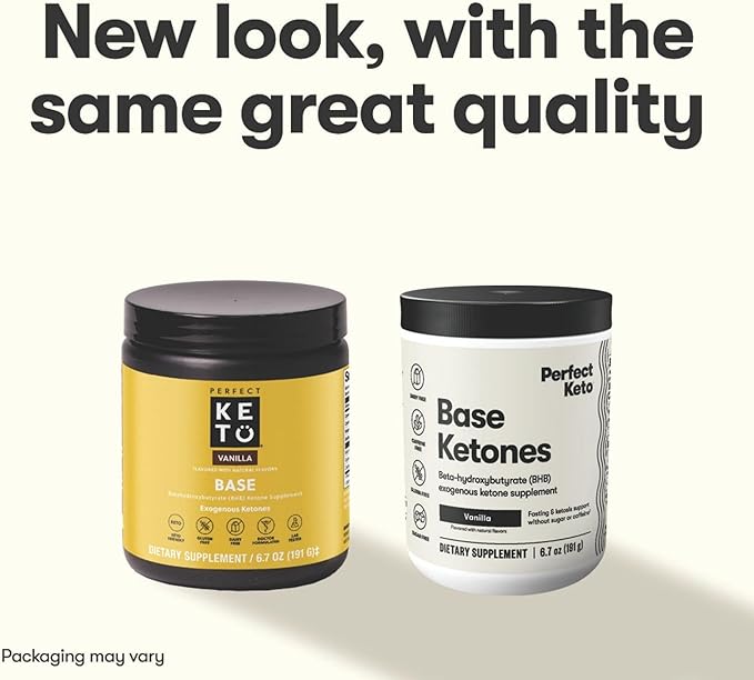 Perfect Keto Exogenous Ketones Powder, BHB Salts Supplement for Ketosis & Fasting, Plus Electrolytes for Hydration, Caffeine Free Energy, Keto Diet, Focus & Workout Support, Vanilla, 6.7 oz