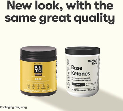 Perfect Keto Exogenous Ketones Powder, BHB Salts Supplement for Ketosis & Fasting, Plus Electrolytes for Hydration, Caffeine Free Energy, Keto Diet, Focus & Workout Support, Vanilla, 6.7 oz