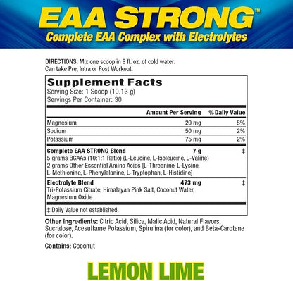 Maximum Human Performance Mhp Eaa Strong, All 9 Essential Amino Acid Supplements, Electrolytes, Lemon Lime