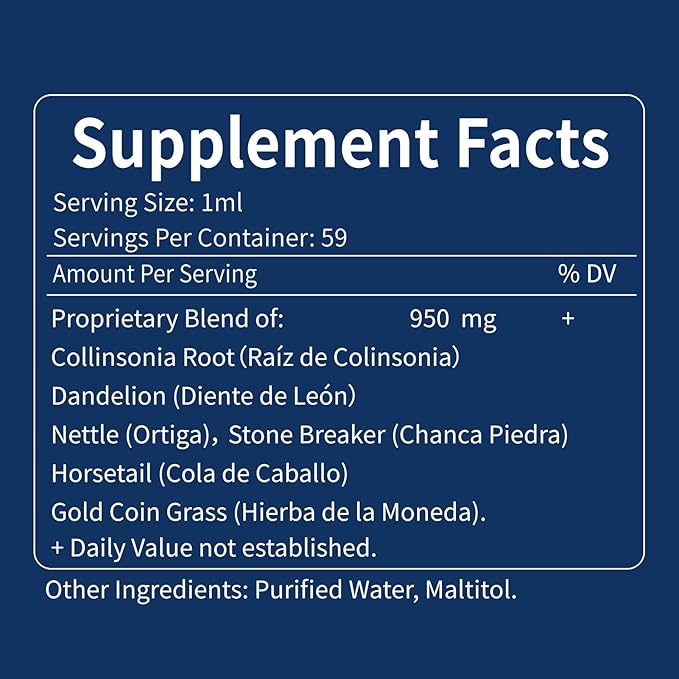 Collinsonia (Stone Root) Drops for Urinary Tract Health, Natural Herbal Formula Supplement w/Stone Breaker Chanca Piedra Extract Support Kidney Stones Dissolver & Detox Cleanse. 2oz