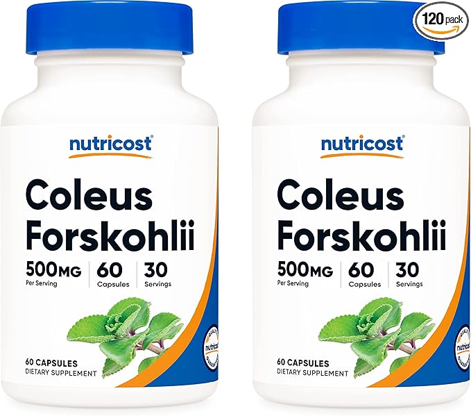Nutricost Coleus Forskohlii 500mg Serving - Maximum Strength Formula 60 Caps (2 Bottles)
