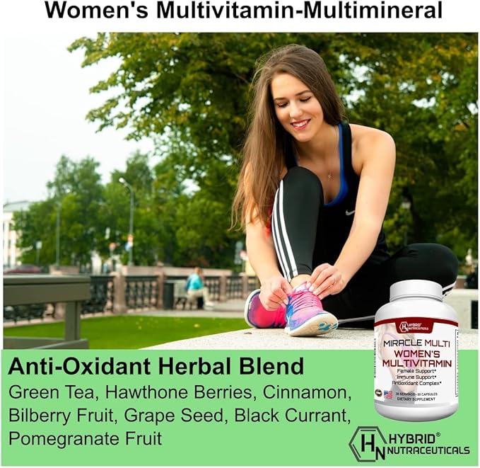MiracleMulti Multivitamin for Women - Female Support Formula, Immune Support, Minerals, Biotin, Antioxidants & Superfoods Blend – 60 Capsules