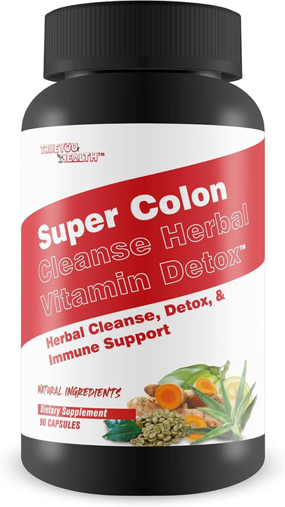 Super Colon Cleanse Herbal Vitamin Detox - Herbal Cleanse, Detox, & Immune Support - Promote Healthy Digestion & Constipation Relief with Psyllium & Magnesium Oxide - Help Reduce Stomach Bloating