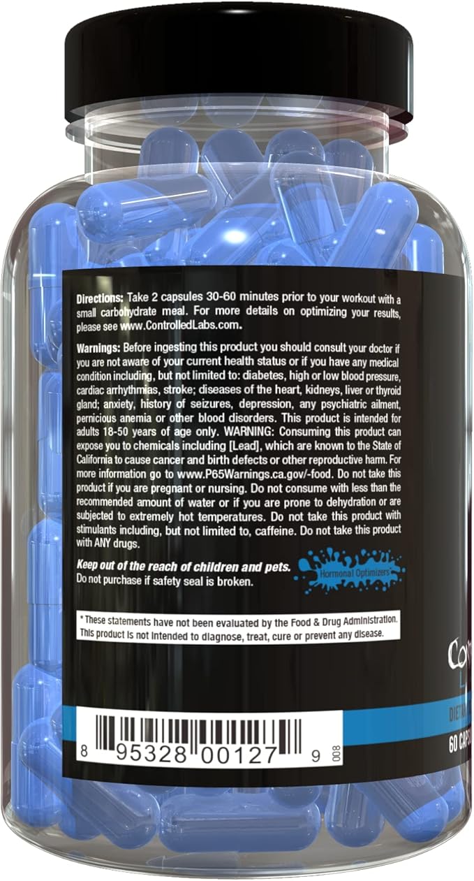 CONTROLLED LABS Blue Up Test Boost, Tribulus Terrestris, Avena Sativa, Eurycoma Longifolia, Natural Caffeine, Strength Enhancing Supplement - 30 Servings