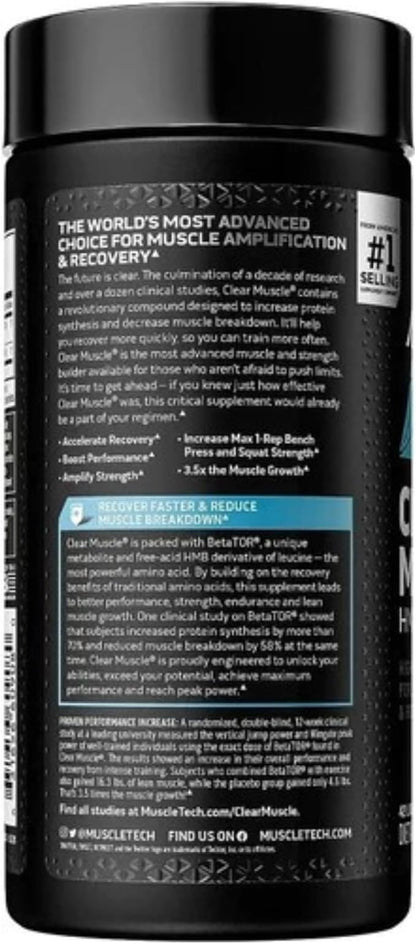 Muscletech HMB Supplements 1000mg, Clear Muscle (42 Liquid Softgels) - Highest Grade HMB for Lean Muscle & Recovery - HMB Free Acid Muscle Supplement - Help Decrease Muscle Breakdown