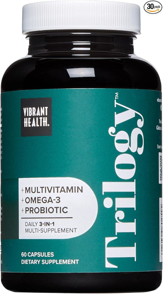 Vibrant Health, Trilogy, Probiotic Multivitamin with an Essential Blend of Omega-3, Vitamin A, B12, C, D3, E, Selenium, Magnesium & Zinc, 30 Servings