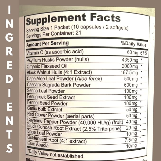 Herman Organic 7-Day Colon Cleanse Supports Healthy Bowel Movements, Colon Cleanse Detox