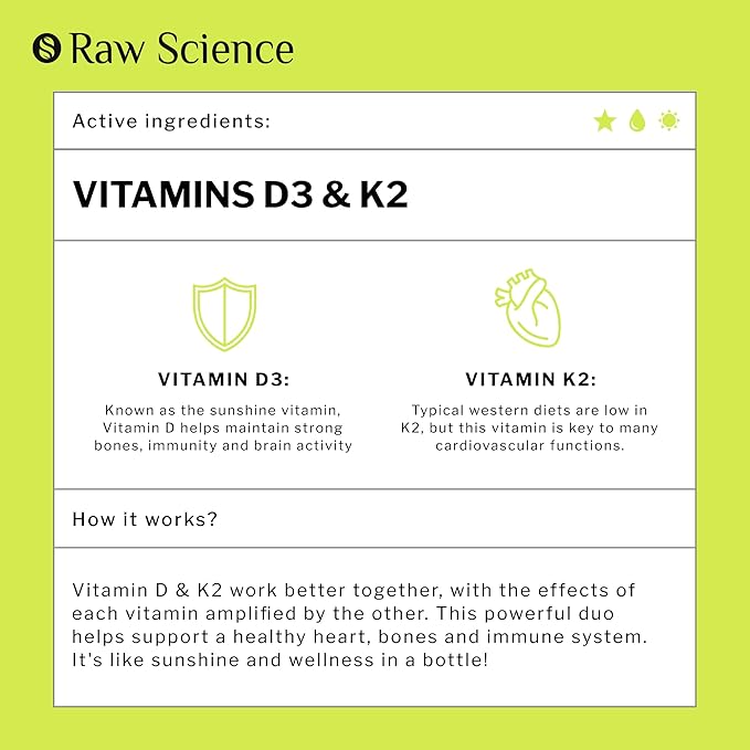 Liquid Vitamin D3 K2 10000 iu & 200 mcg - Vitamin D with MK7 Vitamin K2 Drops - Bone Density & Heart Support Liquid Vitamins for Women & Men, High Absorption Vit K2 D3 Vitamin Supplement - 2 fl oz