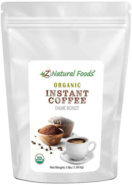 Organic Instant Coffee Powder, Dark Roast Delight, Rich in Immune-Supporting Antioxidants, Boosts Mood, Energy, and Memory, Enjoy Hot Or Iced, Gluten-Free, Vegan, Non-GMO, 3 lb.