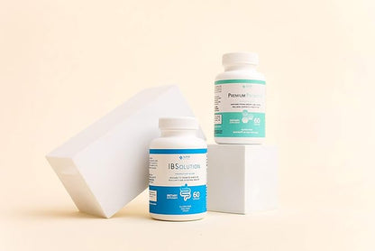 IBSolution Gut Health Bundle - All Natural Gut Health Support & Premium Probiotics w/ 40 Billion CFU for Support of Irregular Bowels, Bloating, Constipation, Gas, Abdominal Pain - 2 Pack (120 Caps)