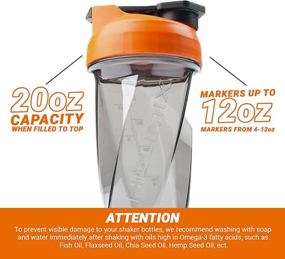 HELIMIX 1.5 Vortex Blender Shaker Bottle Holds Upto 20oz | No Blending Ball or Whisk | USA Made | Portable Pre Workout Whey Protein Drink Shaker Cup | Mixes Cocktails Smoothies Shakes | Top Rack Safe