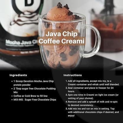 Devotion Nutrition Protein Powder Blend | Gluten Free, Keto Friendly, No Added Sugars | 1g MCT | 20g Whey & Micellar Protein | 2lb Tub (Mocha Java Chip)