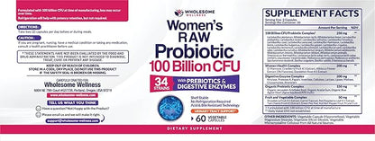 Dr. Formulated Raw Probiotics for Women 100 Billion CFUs with Prebiotics, Digestive Enzymes, Approved Women's Probiotic for Adults, Shelf Stable Probiotic Supplement Capsules