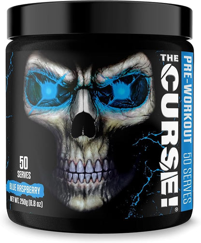 JNX SPORTS The Curse! Pre Workout Powder - Blue Raspberry 50 Servings | Preworkout: Boost Strength, Energy + Focus for Men & Women | Caffeine, Beta-Alanine, Creatine & L-Citrulline